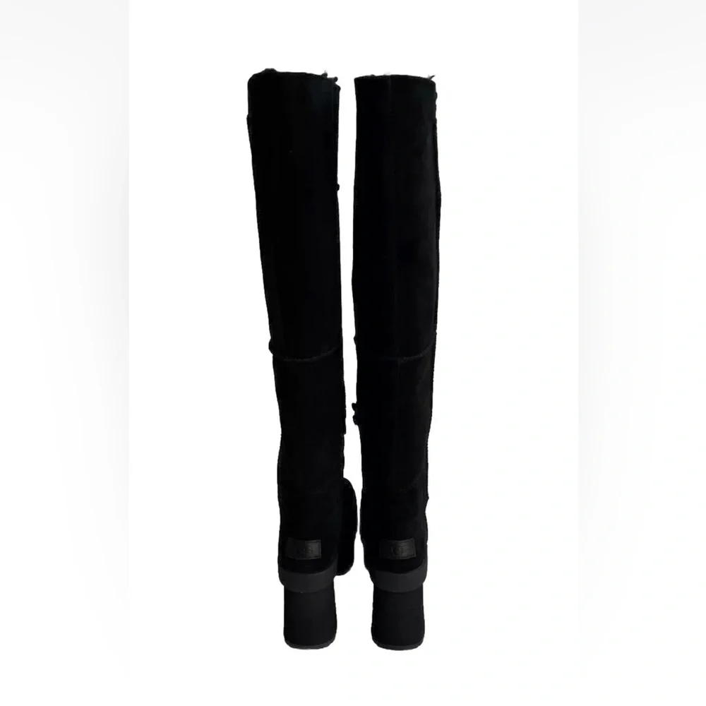 UGG NEW HEIGHTS PLATFORM XTRA BLACK OVER THE KNEE SUEDE BOOTS